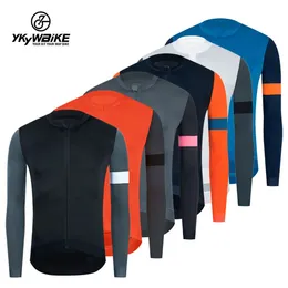 Ykywbike Men Cycling Jersey Mangas compridas Fit Fit Sun Protetive Bike Mtb Jerseys Autumn Spring Male Gym Clothes 240520