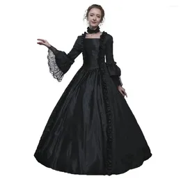 Abiti casual Donne bianche e nere Rococo Floral Jacquard Gothic Abito vittoriano Victorian Halloween Masquerade Ball Gowns Long TEMAD