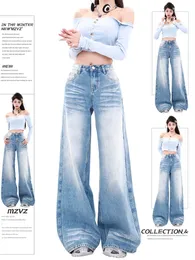 WCFCX Studio American Retro High Tail Oversizezowane dżinsy damskie swobodne workowate dżinsy Y2K modne dżinsowe spodnie 240527