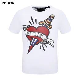 Philipe Plein T-shirts Brand Luxury Men Fashion Design Original Round Round Pescoço curto Skull Plein Skull Classic Cotton Rhinestone Hip Hop Casual Roupos Casual