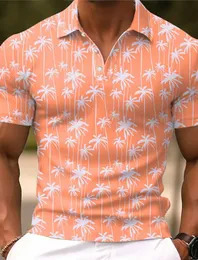 Mens Polo Shirt Golf Shirt Coconut Tree Graphic Prints Turndown Outdoor Street Short Sleeves Button-Down Print Clothing Apparel 240524