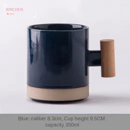 Becher Japanischer Stil Einfacher Keramikbecher mit Holzgriff Cup Home Wasserpaar Kaffee Stoare Milch CN (Ursprung)