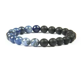 New Fashion Stone Jewelry Whole 10pcslot 8mm Top Quality Natural Blue Veins Matte Agate Stone Beads Lucky Energy Bracelet F9757626