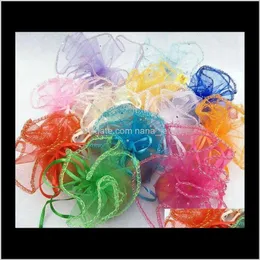 Beutel Verpackung Display Drop Lieferung 2021 Schiff 100pcs 26 cm Durchmesser Organza Runde Platten Schmuck Hochzeitsfeier Süßigkeit Geschenktüten U34LM 233f