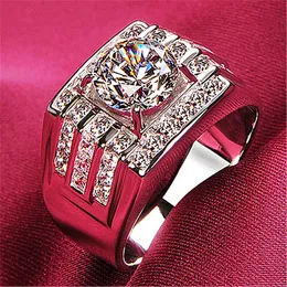 Anelli di nozze fatti a mano scintillanti Ship goccia di gioielli di lusso 925 Silver Fill Pave Tre file Lab Moissanite Diamond Party Male Open Engagement Band Ring Regalo