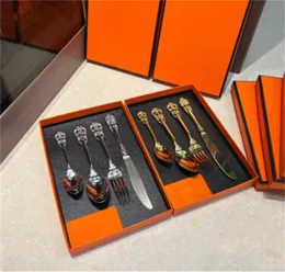 Luksusowe zestawy obiadowe Designer noża widelca łyżka 304 Zestaw stolików ze stali nierdzewnej dla 4 sztuk 1 zestaw dostępny w 2 kolorach Wysoka jakość
