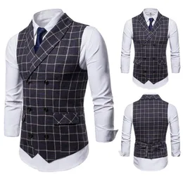 2019 Herumn New Men039s Plaid Vest DoubleBreasted Casual Sattelted Coat Dark Grey Coffee Yellow Schwarz beinhaltet kein Shirt2027882