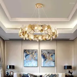 Люстры Nordic роскошные золото -хрустальные круглые кольцо светодиодные подвесные лампы для гостиной салон дизайн салон роскошный декор освещение