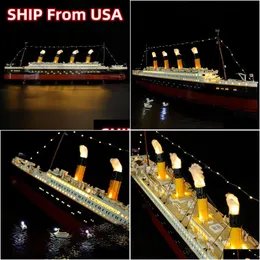 Blocos 1881 82996 99023 9090pcs filme titanic Large Cruise Boat Ship Modelo Building BS Toys DIY Crianças Presentes de meninos 10294 Drop Deliver OTA5L