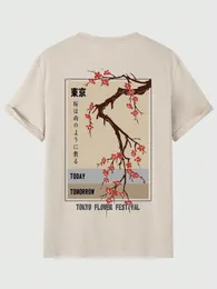 Dziś jutro Tokyo Flower Festival T Shirt Men Masherk Tshirts Summer Botton Tops Loose Street Hip Hop Tshirts 240516