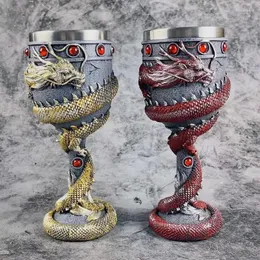 Mugs 1PCS Chinese Dragon Cocktail Goblet Personality Stainless Steel Red Wine Glass 3D Three-dimensional Eastern Dragons Cup