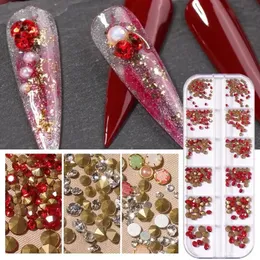 Cross Border Nail Accessories Diamond Mesh Red Pointed Bottom Diamond Pearl Diy Nail Decoration Diamond Rivet Crystal Glass Nail