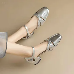 Golden Vintage S Roman Sier Sandals Женские сплит -кожаные туфли для женщин Ladies Summer Bugle Brap grap toe 30 сандалия F7e обувь Ladie