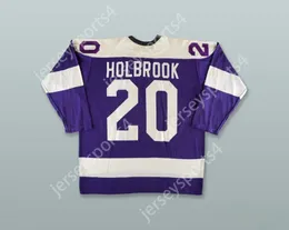 커스텀 Terry Holbrook 20 WHA Cleveland Crusaders Purple Hockey Jersey Top Stitched S-M-L-XL-XXL-3XL-4XL-5XL-6XL