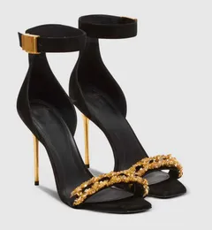 Najlepsze luksusowe letnie sandały łańcucha uma buty dla kobiet otwarte kwadratowe palce metalowe sztylet pięta sukienka ślubna dama elegancka spacer