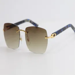 Großhandel Randless Marmorplanke Sonnenbrille 8100905 große quadratische Sonnenbrille Metall Rahmen Einfacher Freizeit geometnische Brillenformen 254n