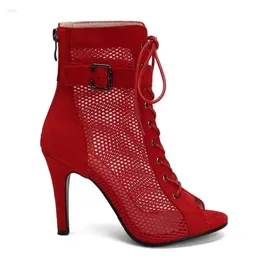 Tå sandaler skor sommarkvinna kikar sexiga utskärningar gladiator ankel stövlar spetsar upp höga klackar röda fest kvinnliga l 46a