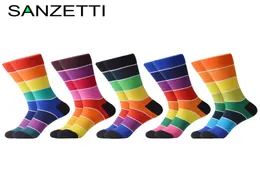 Sanzetti 5 a coppie nuovo stile calzini arcobaleno uomini donne felici colorate cotone pettine di calzini da festa dei gifts abbigliamento creativo calzini c6094504