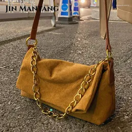 Evening Bags JIN MANTANG Suede Crossbody For Women 2024 Trends Designer Small Fashion Leather Bucket Handbags And Purses Shoulder Bag