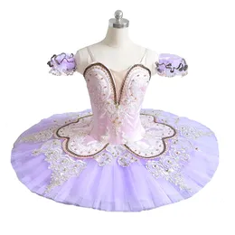 Lilac rosa addormentato da balletto di bellezza tutu ragazza beige posa da balletto professionale costumi fiore fata abito da balletto classico pancake tutu wom 231q