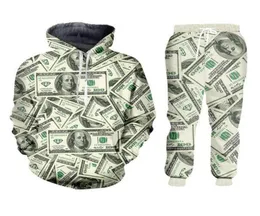 2020 New Fashion money pattern 100 dollar 3D Print Women Men Hoodies Jogger Pants Tracksuits Hoodie Pants 88503513802093