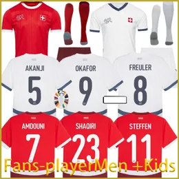2024New Schweiz Shaqiri Soccer Jerseys Kids Kit Home Away Football Shirts2025 Euro Cup Swiss National Team Home Red Suisse Elvedi Akanji Zakaria Sow Rieder