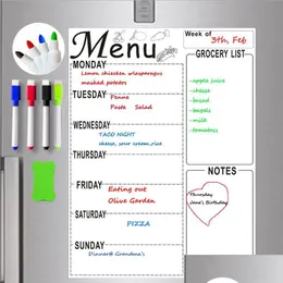 Whiteboards Оптовая A4 Magnetic Whiteboard Weekly Planner Menu Brocery Proceery, чтобы сделать список наклейки на холодильник, маркер перо
