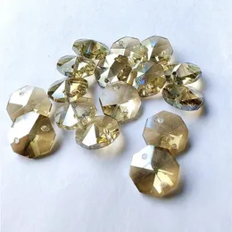 Kronleuchterkristall Cognac 500pcs 14mm Otagon Perlen in zwei Löcher Glassteine Teile Girlandstränge Accessoires
