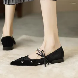 Scarpe vestiti Allbitefo size 34-40 Bellissimo design per perle comodo gregge a bassa scarpa a basso tacco a bassa moda primaverile femminile di tacchi da donna casual tacchi