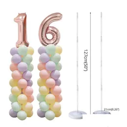 Decoração de festa 2Sets ADT Kids Birthday Balloon Stand Arch Wedding Baby Shower 100pcs Latex Globos para Balões Número Drop D Dhclr