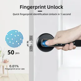 Raykube M3-S Tuya Digital Fingerabdrucktür Schloss elektronisches Schloss mit Passwort/Key/SmartLife/Tuya App Remote Unlock für Schlafzimmer