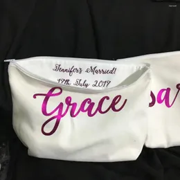 Decorazione per feste Nomi personalizzati Regalo per matrimoni damigelle Make Up Borse cosmetiche uniche per Bridal