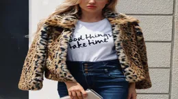 Ishowtienda Faux Fur Płaszcz Kobiety 2018 Leopard Print Modna jesień zima faux furt płaszcz płaszcza płaszcza manteau femme hiver119560