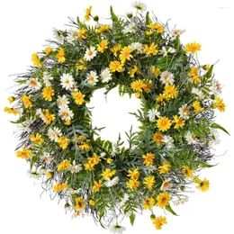 Kwiaty dekoracyjne 22 '' żółte stokrotka wiosna letnia sztuczna jedwabna kwiat z zielonymi liśćmi eukaliptus
