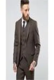 2018 New Custom Made Tweed Suits Men Formal Skinny Wedding Tuxedo Gentle Modern Blazer 3ピース男性スーツJacketPantsvest7700340