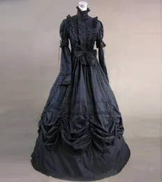 Lässige Kleider schwarzer langärmeliger Gothic Victorianer Party Party Prinzessin Kleid Retro Cottro Europäische Gerichtsballkleider Kostüm für H3726374