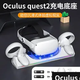 Smart Glasses Dok Pengisi Daya Untuk Ocus Quest 2 Set Dasar Dudukan Stasiun Pengendali Gagang Headset Kacamata Vr Aksesori Meta Quest2 Otvga