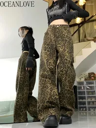 Женские штаны Oceanlove осень зимний леопардовый женщин с высокой талией уличная одежда винтажные панталоны de mujer y2k ins модные брюки