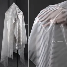 White Fog Phantom Strip TPU technology futuristic translucent waterproof down jacket trench clothing designer fabric