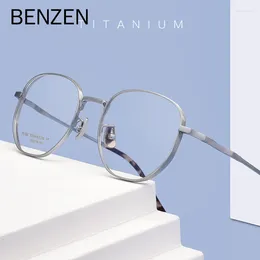 Sunglasses Frames BENZEN Pure Titanium Glasses Frame Men Retro Round Prescription Eyeglasses Women Vintage Myopia Optical Eyewear 5811