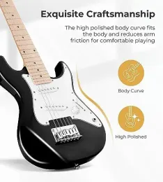 Electric Guitar 30 Inch Electric Guitar for Beginner Kit for Boys Girls with Amp, Bag, Strap, Extra Strings, Capo, Tuner, Pick