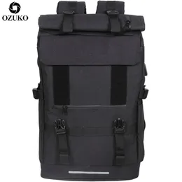 Ozuko 40L 대용량 여행 배낭 남성 USB 충전 노트북 배낭 다기능 여행 남성 학교 가방 211203 311S