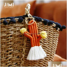 Party Favor Hand Woven Ups Cactus Key Chain Accessories Bohemian Botanical Flower Tassel Bag Pendant Female Drop Delivery Home Garden Dhf89