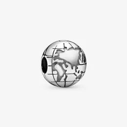 Ny ankomst 100% 925 Sterling Silver Planet Earth Clip Charm Fit Original Europeiska charmarmbandsmycken Tillbehör 251T
