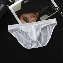 2PCS M-4XL Men's Ice Silk Underwear Ultra-thin Low Waist Translucent Briefs Summer Sexy Male Underpants Plus Size Panties