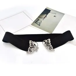 Mulheres cinturão de alta elasticidade Hollow out decoração de borboleta banda larga cintura apertada manchas de corpete de corpete de cintura de cintura de cintura de cintura