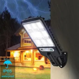 1pcs Solar Lights Outdoor mit 3 Modus wasserdichtem Bewegungssensor Sicherheitsbeleuchtung LED Wall Street Lampe für Garten 108/117COB