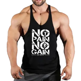 Kein Schmerz Gewinne Fitnesskleidung Bodybuilding Tanktop Männer Fitnessstudios Stringer Singulett Baumwollhemd Hemd Workout Mann Unterhemd 240523