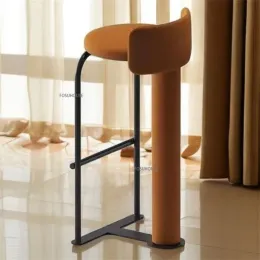 Nordic Fabric Bar Table Chairs High-foot Bar Stool Light Luxury Cafe Designer Chair Modern Simple Creative Front Desk Bar Chair