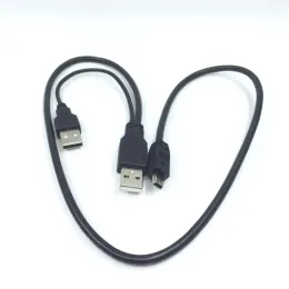 耐久性デュアルUSB 2.0男性からミニUSB B 5ピン男性データケーブル2.5 HDDハードドライブケーブル